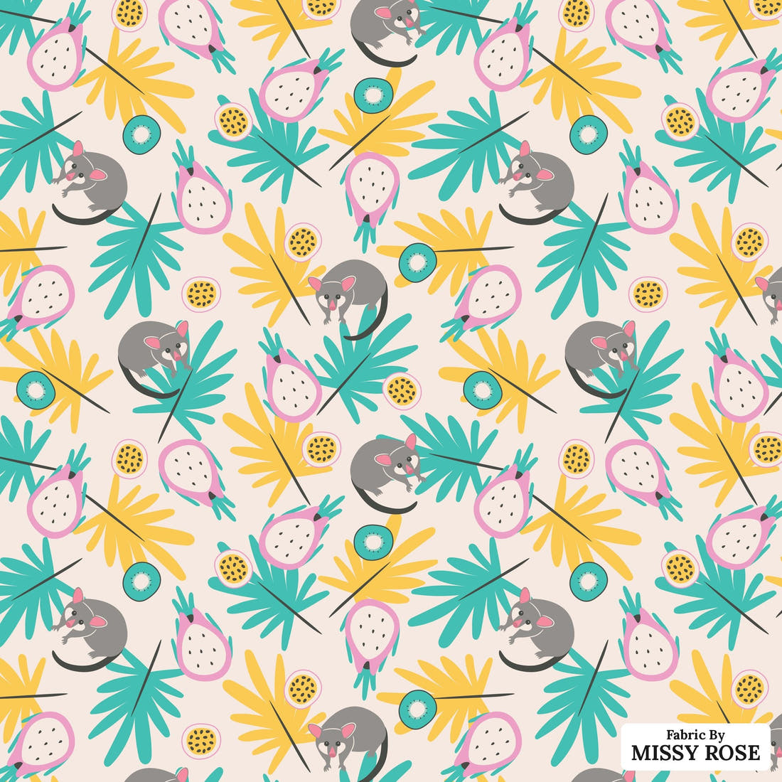 Little Black Kat 23 - flat view of the print, zoom in for detail | Fabric by Missy Rose