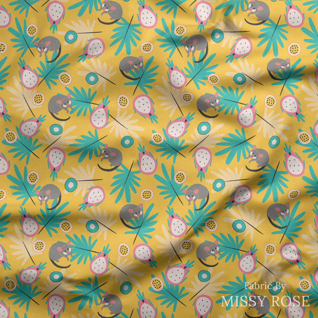 Little Black Kat 24 draped fabric mockup - custom printed fabric by the metre | Fabric by Missy Rose
