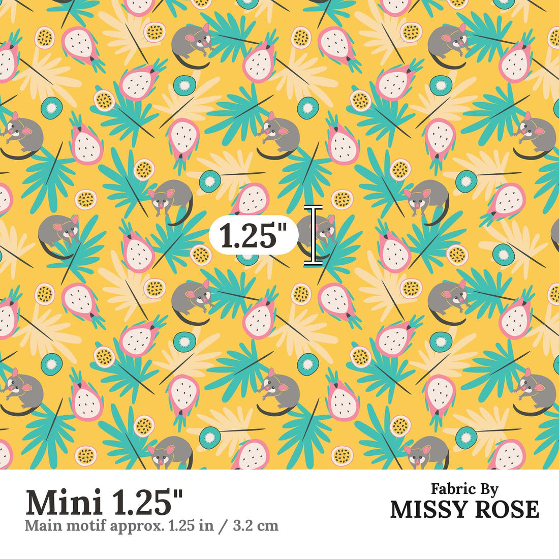 Little Black Kat 24 Mini 1.25 inch print scale guide | Fabric by Missy Rose