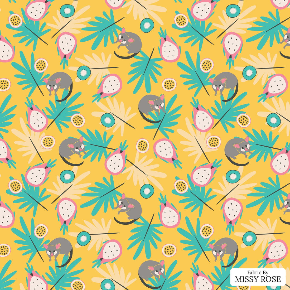 Little Black Kat 24 - flat view of the print, zoom in for detail | Fabric by Missy Rose
