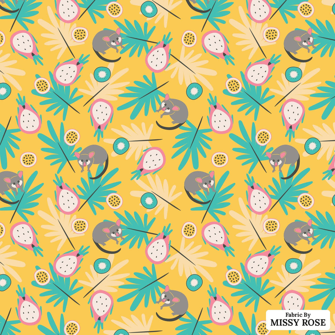 Little Black Kat 24 - flat view of the print, zoom in for detail | Fabric by Missy Rose