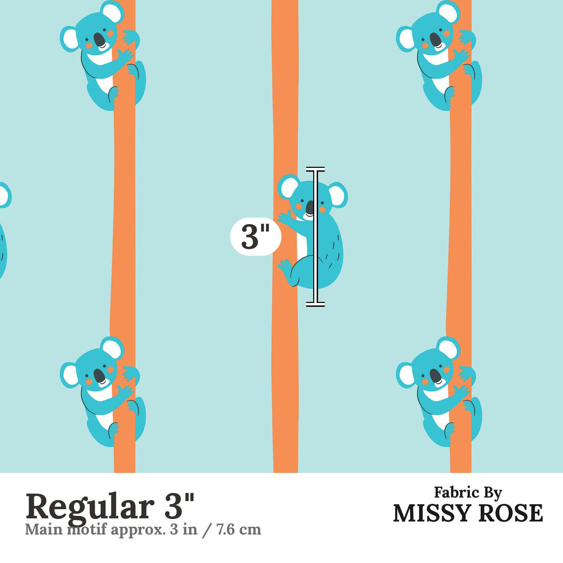 Little Black Kat 25 Regular 3 inch print scale guide | Fabric by Missy Rose