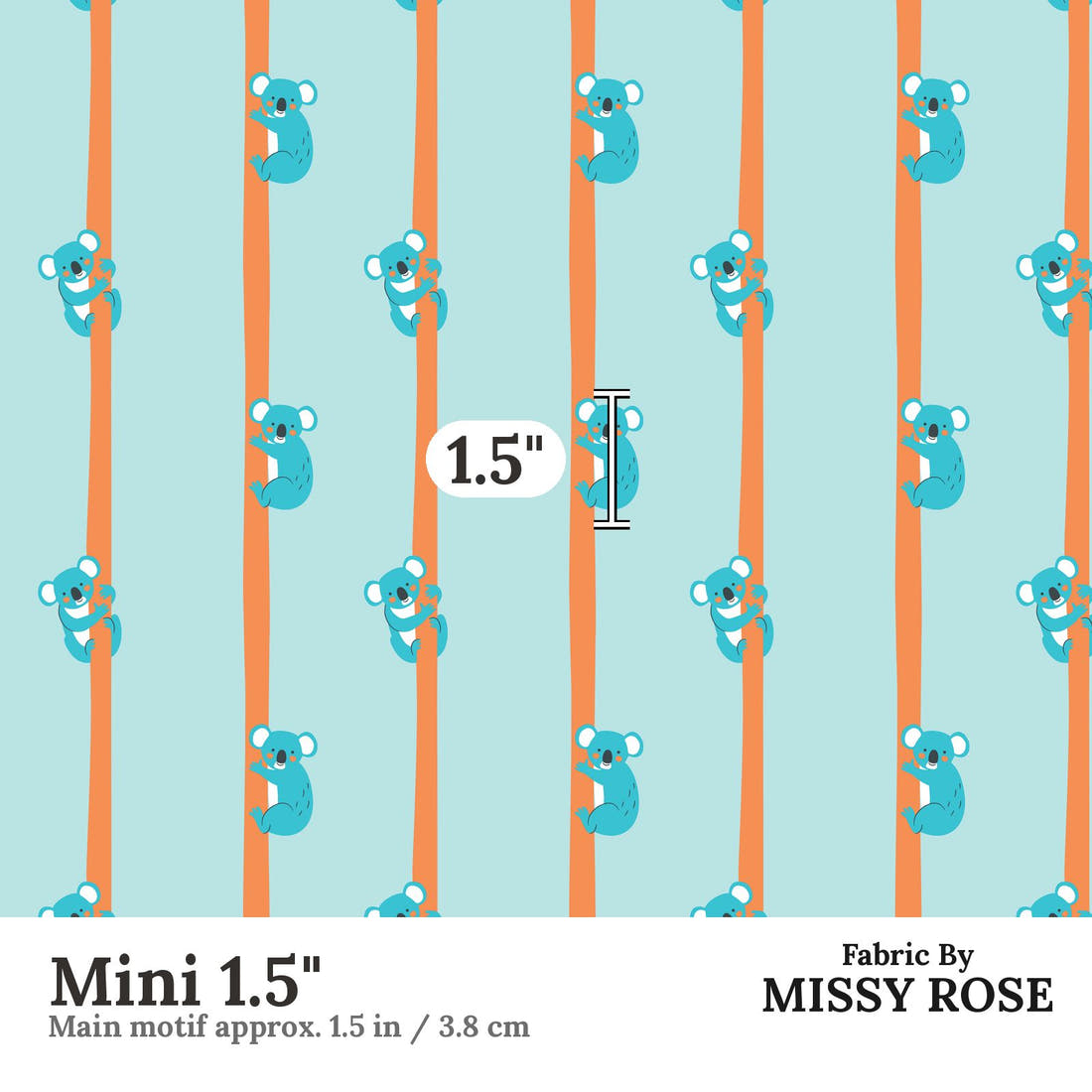 Little Black Kat 25 Mini 1.5 inch print scale guide | Fabric by Missy Rose