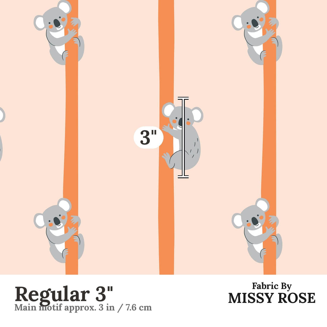 Little Black Kat 26 Regular 3 inch print scale guide | Fabric by Missy Rose