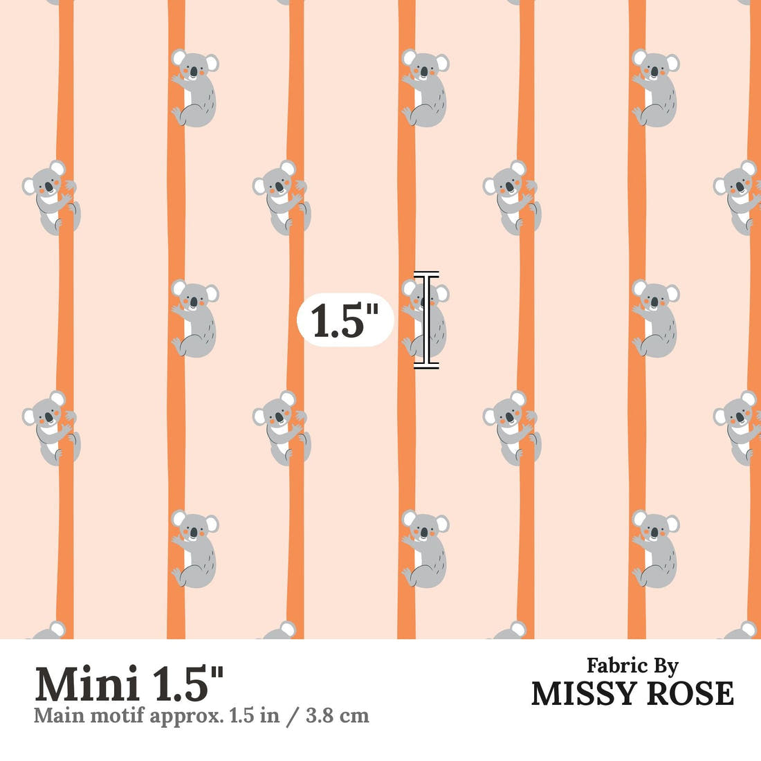 Little Black Kat 26 Mini 1.5 inch print scale guide | Fabric by Missy Rose