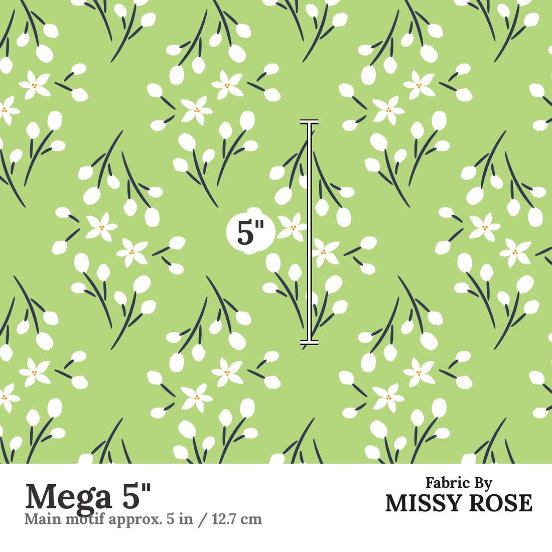 Little Black Kat 28 Mega 5 inch print scale guide | Fabric by Missy Rose