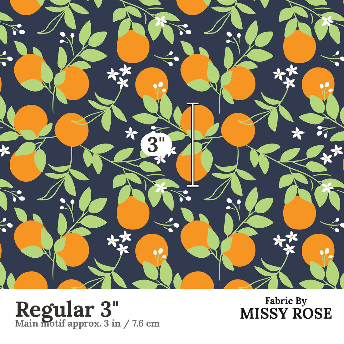 Little Black Kat 33 Regular 3 inch print scale guide | Fabric by Missy Rose