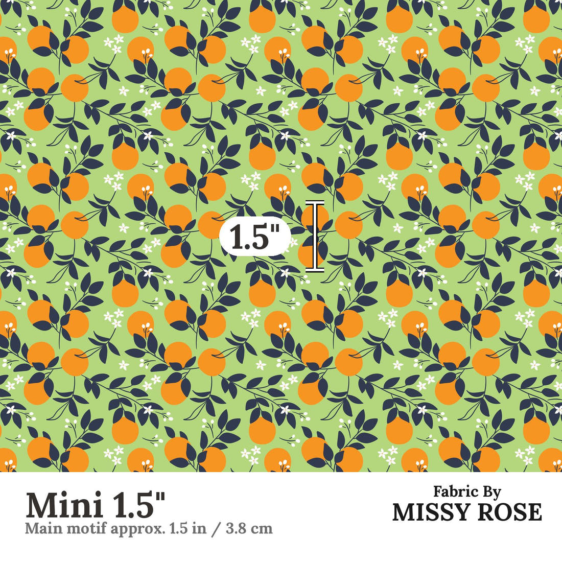 Little Black Kat 34 Mini 1.5 inch print scale guide | Fabric by Missy Rose