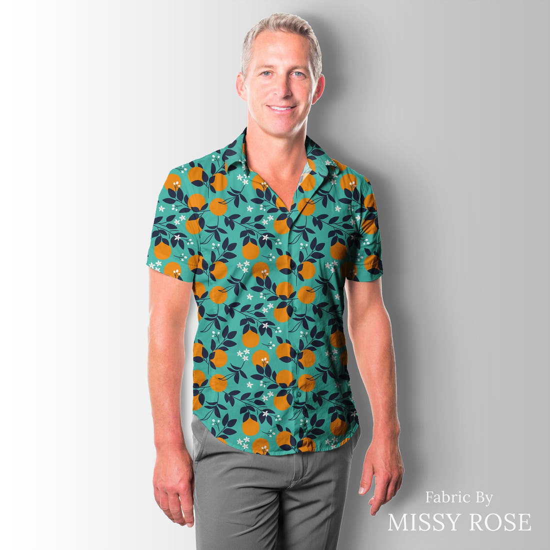 Little Black Kat 36 sewn into a men's shirt - see how the print looks made up | Fabric by Missy Rose