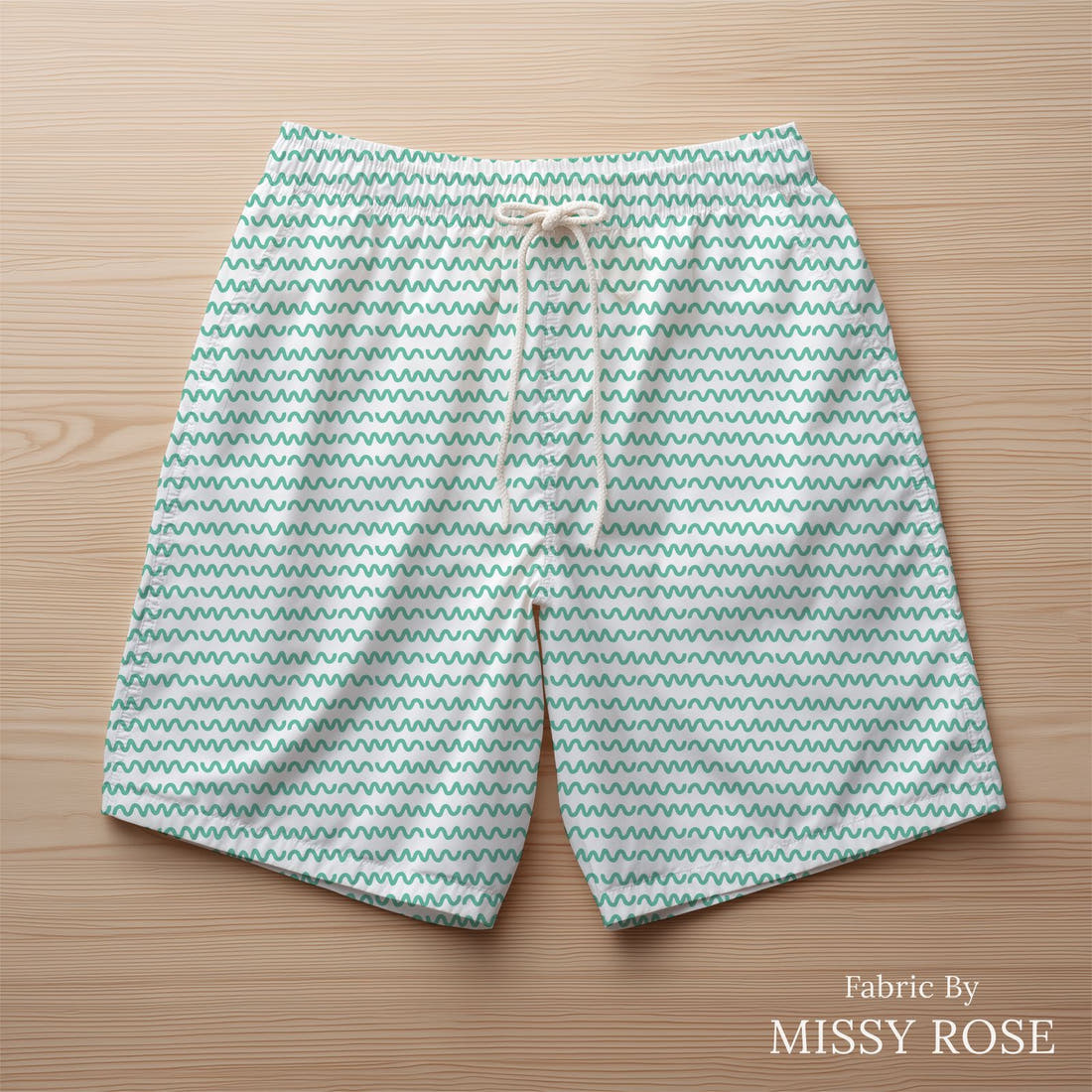 Little Black Kat 37 sewn into swim shorts - see how the print looks made up | Fabric by Missy Rose
