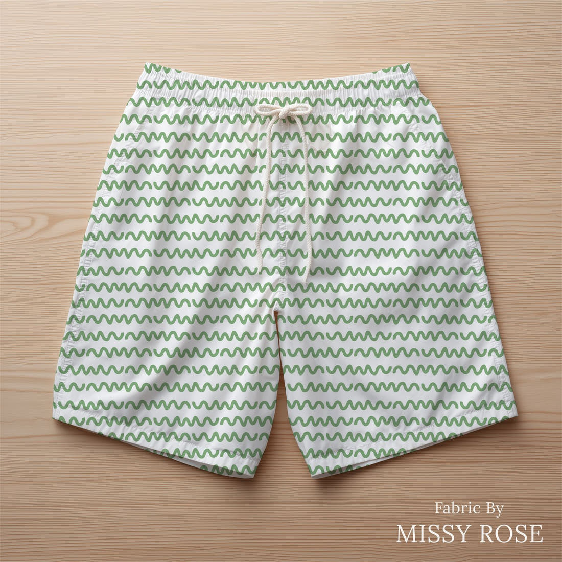 Little Black Kat 38 sewn into swim shorts - see how the print looks made up | Fabric by Missy Rose