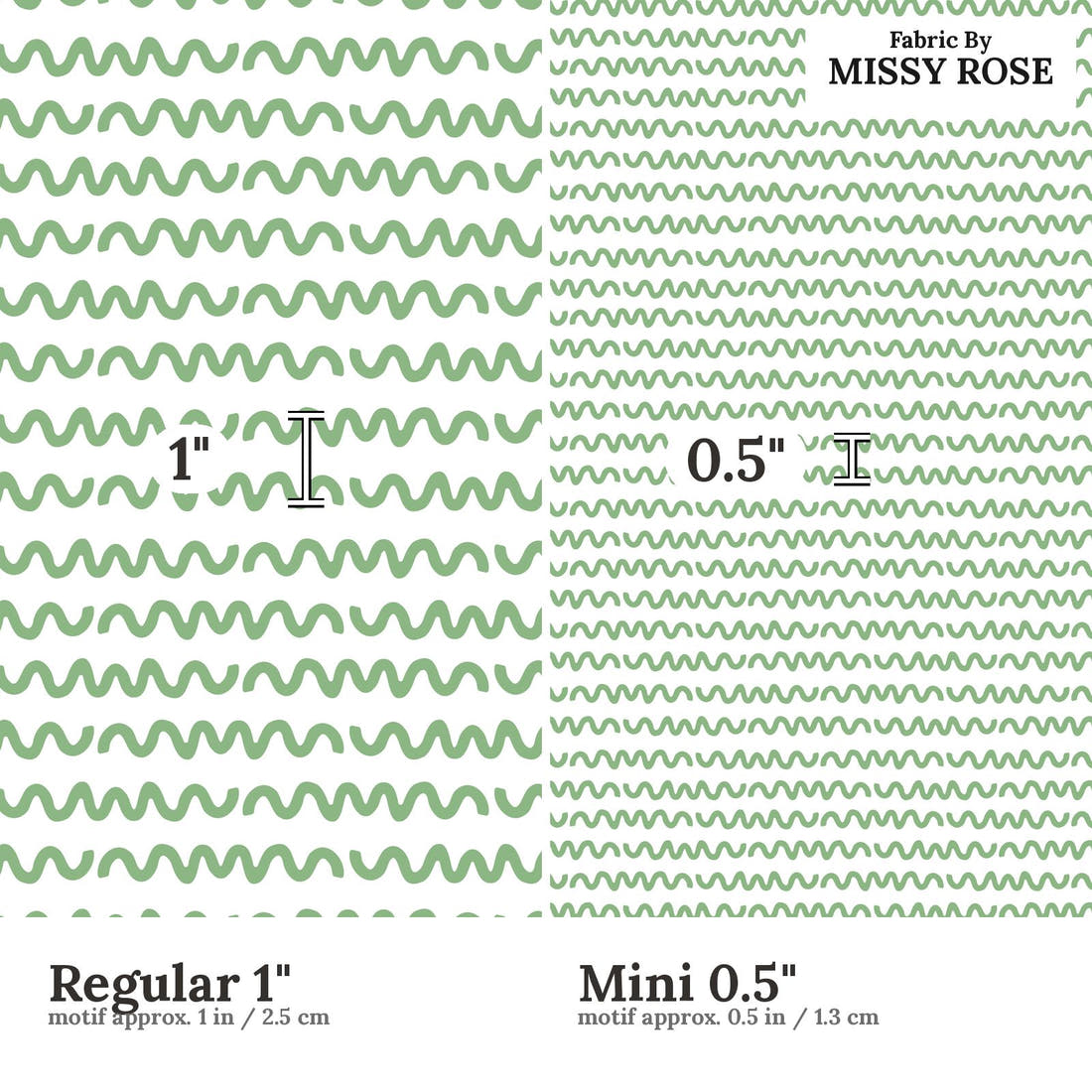 Little Black Kat 38 Regular 1 inch vs Mini 0.5 inch print scale side by side | Fabric by Missy Rose