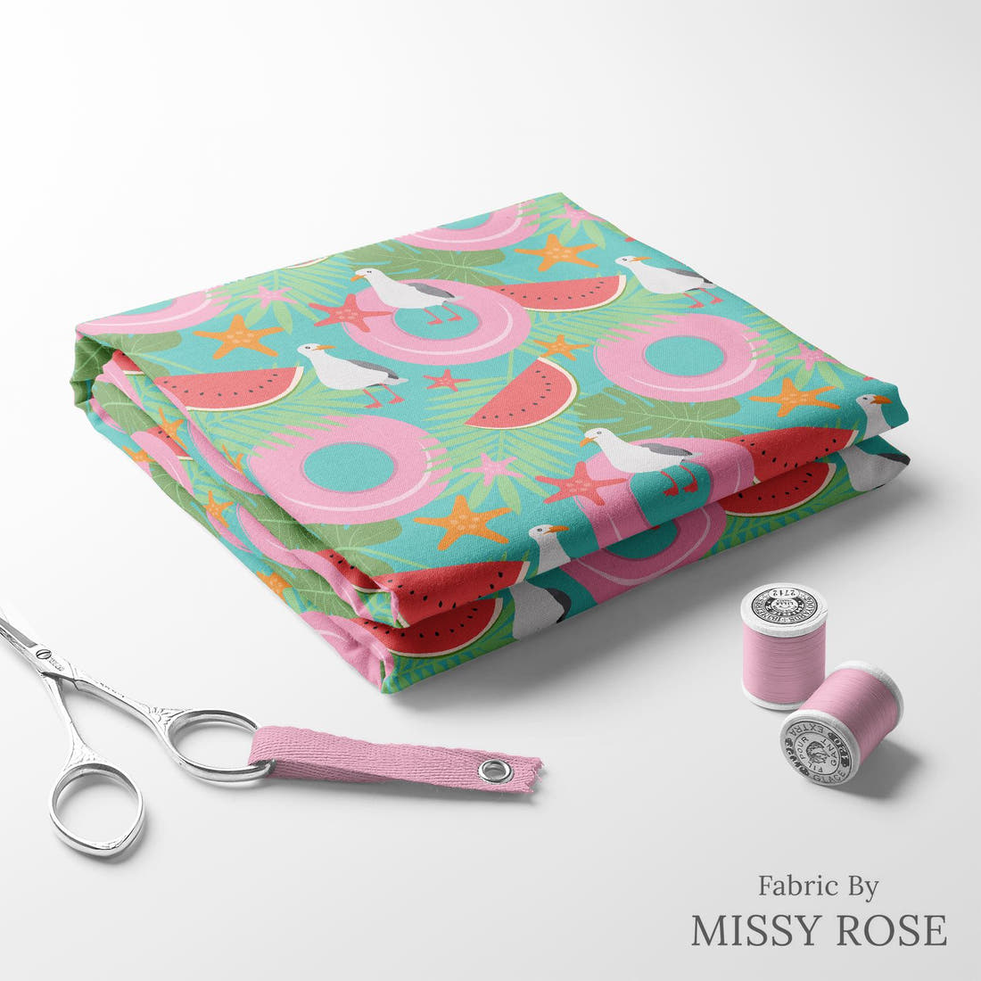 Little Black Kat 39 folded fabric stack with matching thread - pre-order fabric Australia | Fabric by Missy Rose