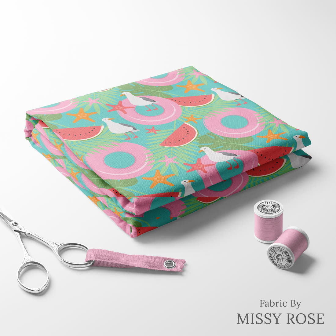 Little Black Kat 39 folded fabric stack with matching thread - pre-order fabric Australia | Fabric by Missy Rose