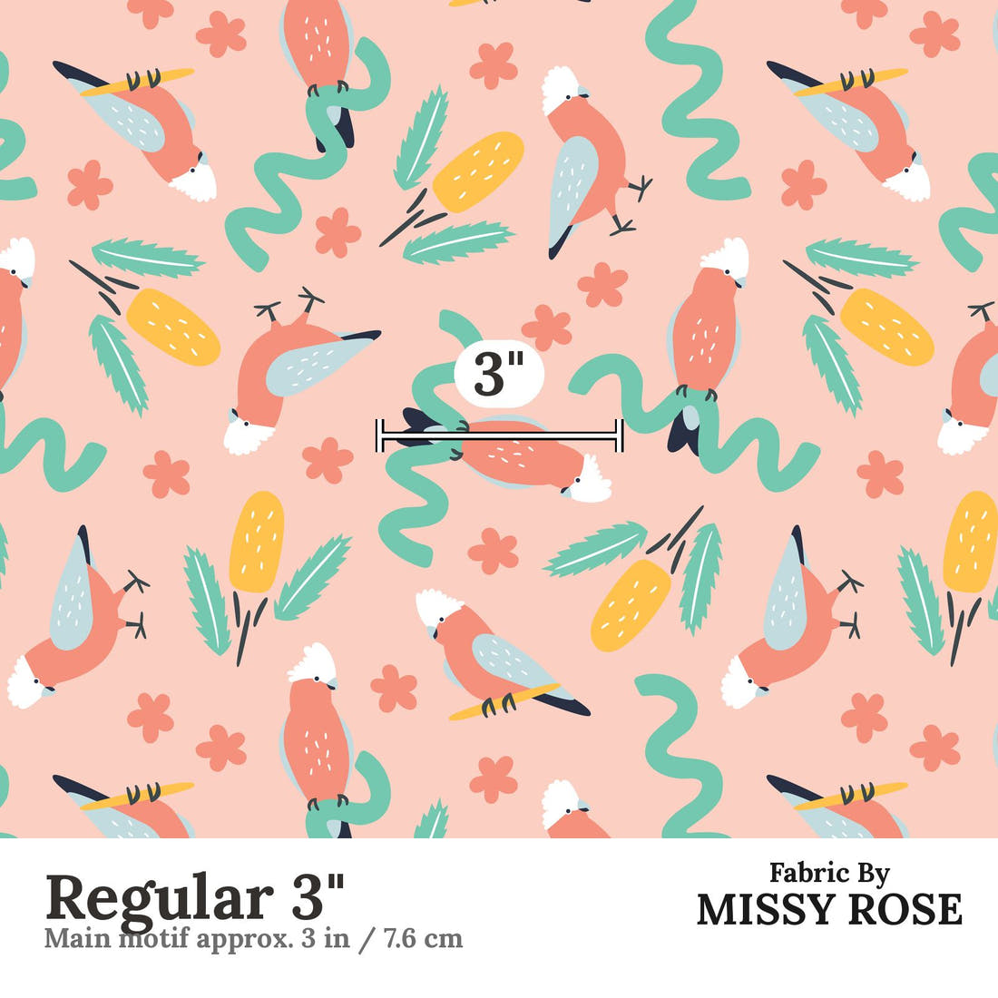 Little Black Kat 41 Regular 3 inch print scale guide | Fabric by Missy Rose