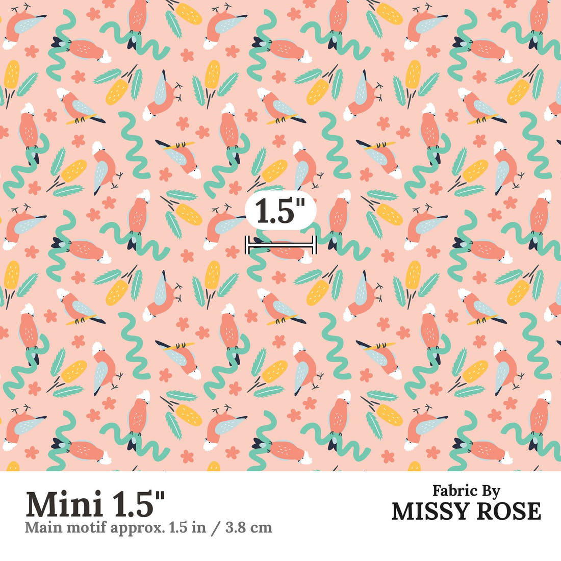 Little Black Kat 41 Mini 1.5 inch print scale guide | Fabric by Missy Rose