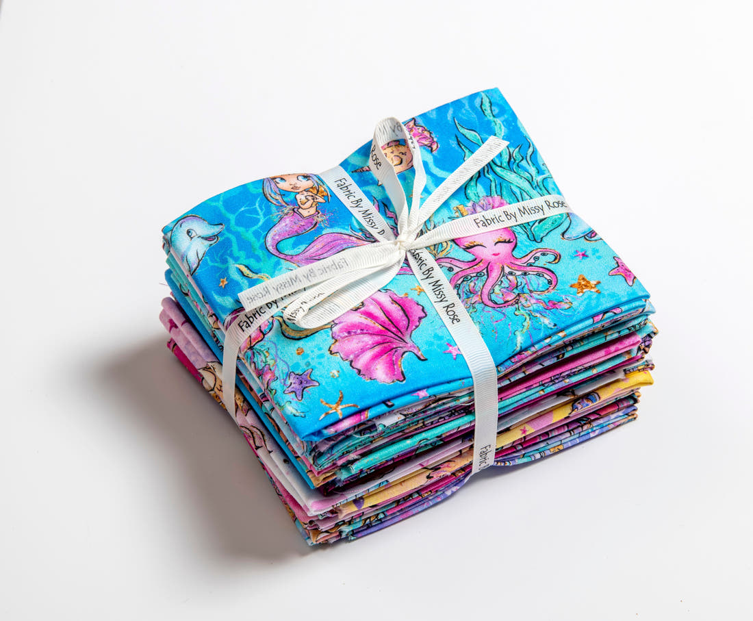 Fat quarter bundle 20 pieces Quilting Melody Mermaid Fabric – premium custom printed fabric for sewing | Fabric by Missy Rose