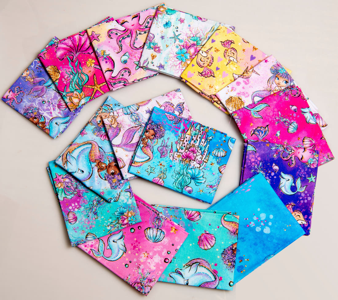 Fat quarter bundle 20 pieces Quilting Melody Mermaid Fabric – Fabric by Missy Rose