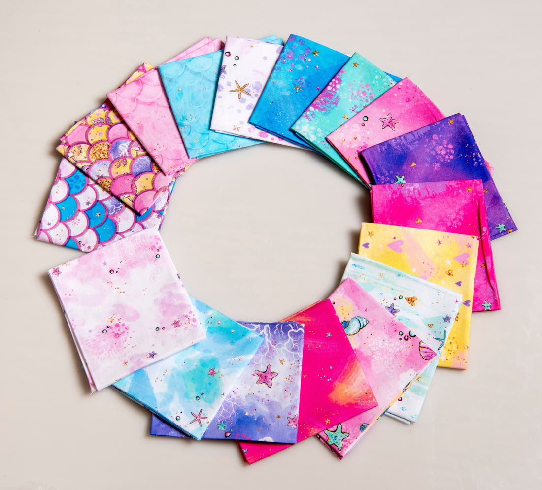 Fat quarter bundle 20 pieces Quilting Melody Mermaid CO-ORD Fabric – Fabric by Missy Rose