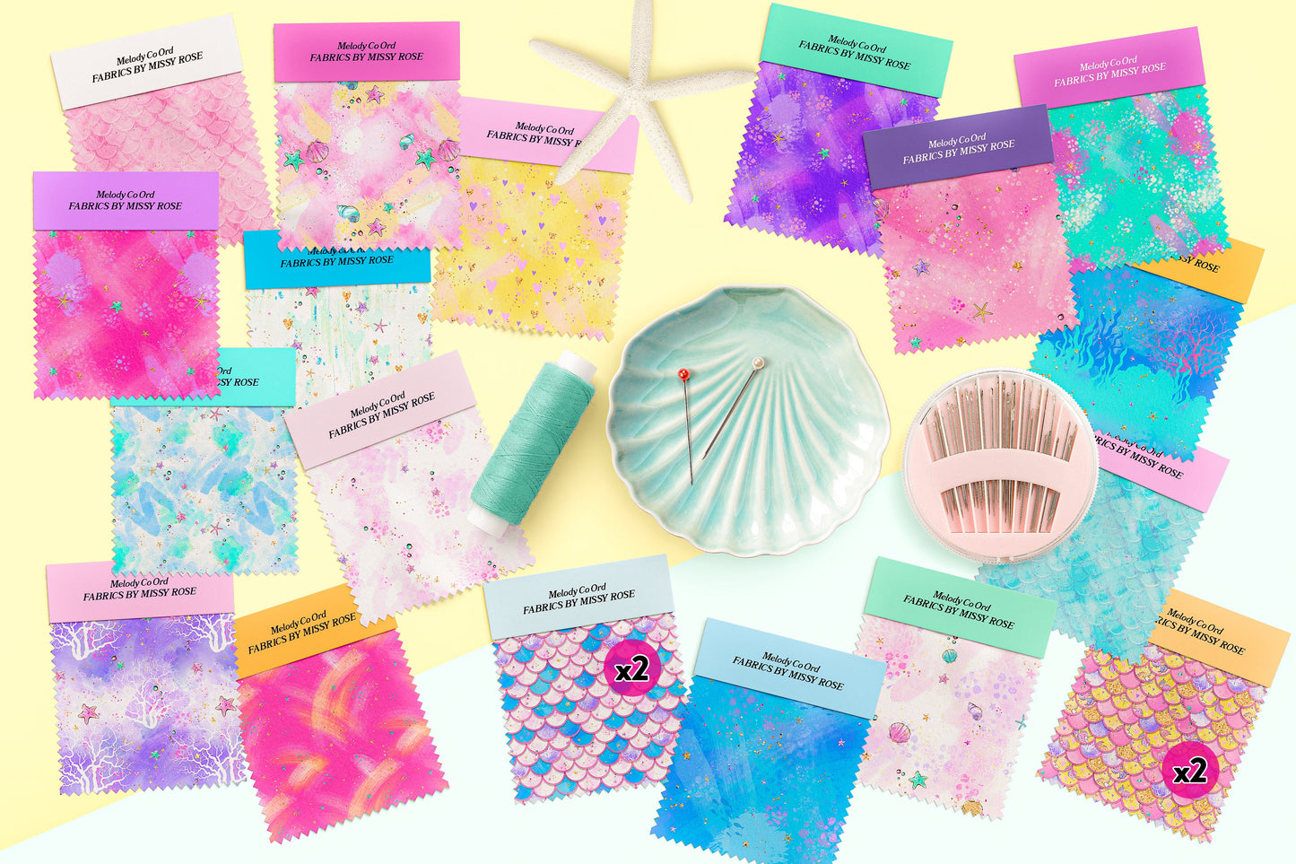 Fat quarter bundle 20 pieces - Quilting - Melody Mermaid CO-ORD Fabric
