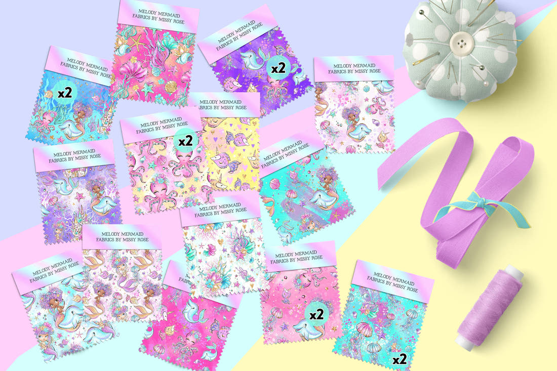 Fat quarter bundle 20 pieces Quilting Melody Mermaid Fabric – pre-order designer fabric Australia | Fabric by Missy Rose