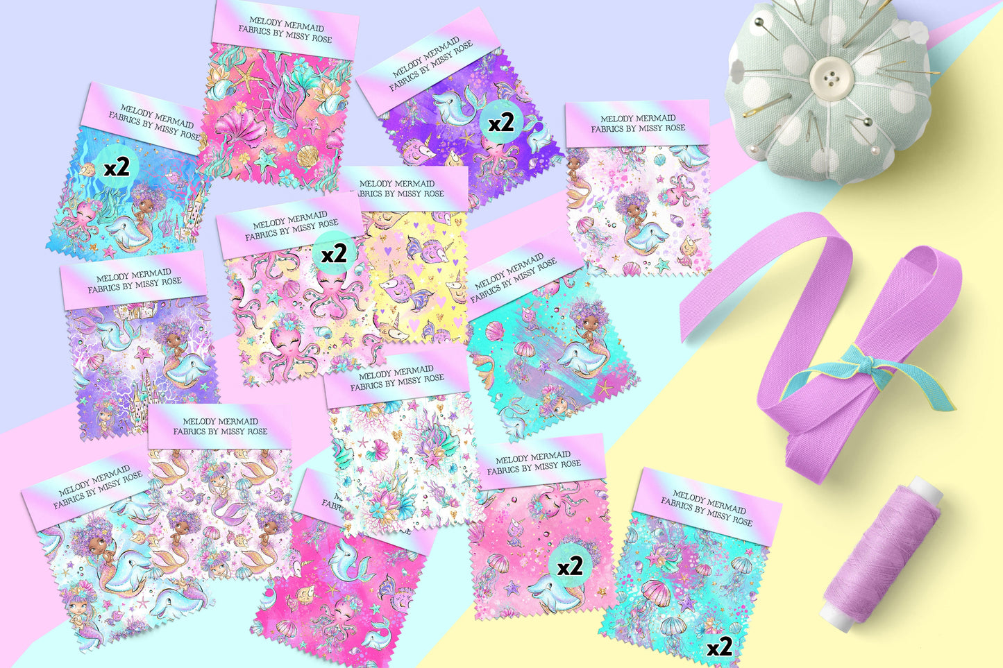 Fat quarter bundle 20 pieces - Quilting - Melody Mermaid Fabric