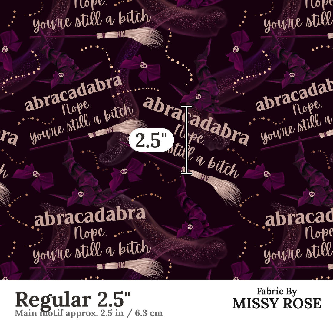 Profanity Fabric 01 Regular 2.5 inch print scale guide | Fabric by Missy Rose