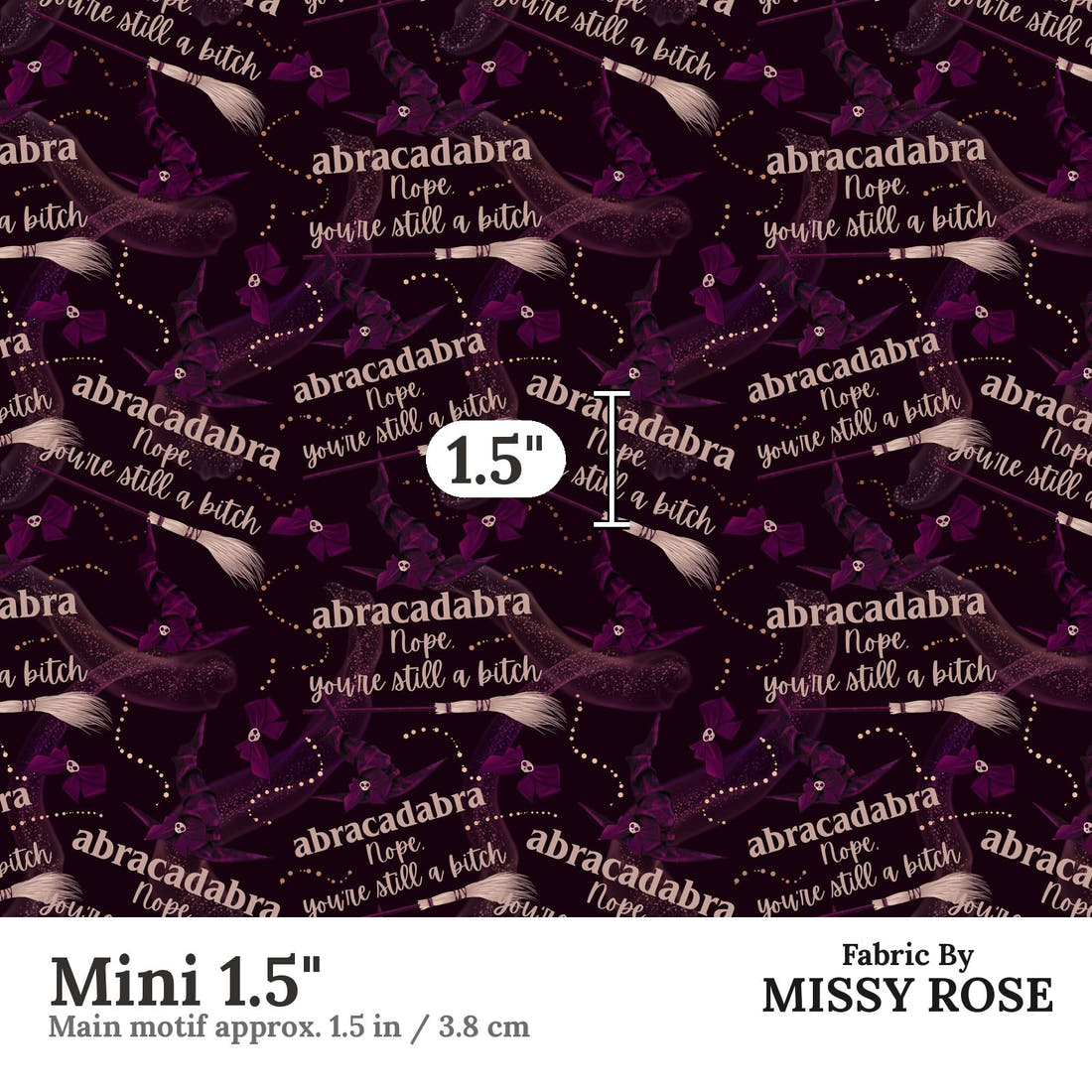 Profanity Fabric 01 Mini 1.5 inch print scale guide | Fabric by Missy Rose