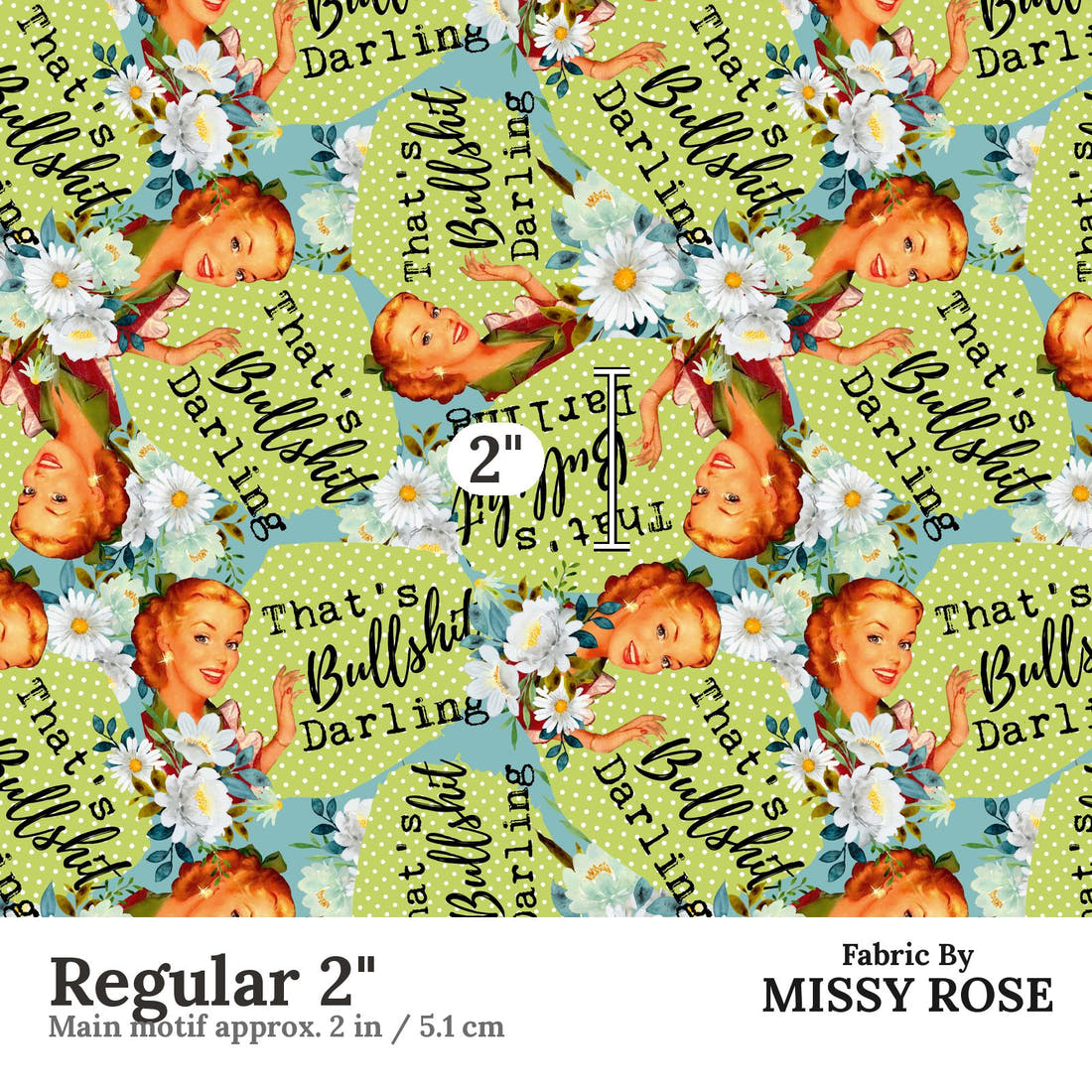 Profanity Fabric 10 Regular 2 inch print scale guide | Fabric by Missy Rose