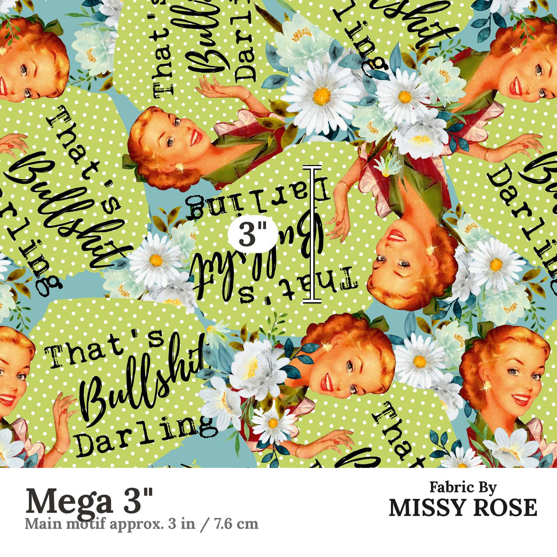 Profanity Fabric 10 Mega 3 inch print scale guide | Fabric by Missy Rose