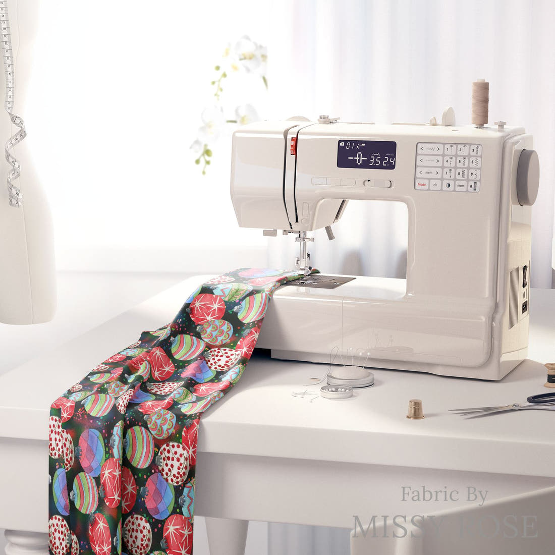 Profanity Fabric 103 on a sewing machine - premium fabric for sewing projects | Fabric by Missy Rose