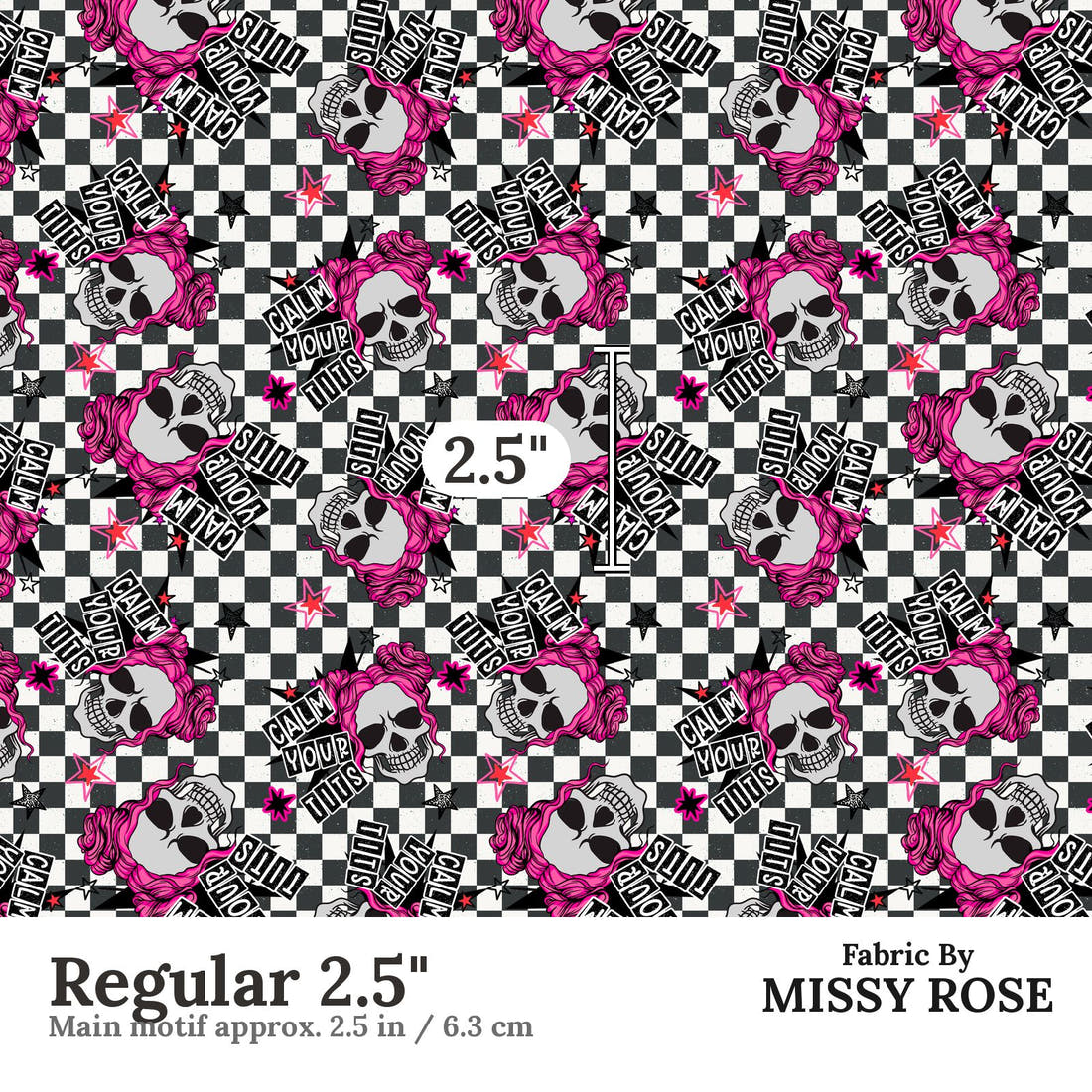 Profanity Fabric 11 Regular 2.5 inch print scale guide | Fabric by Missy Rose