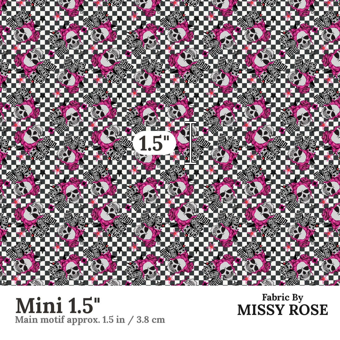 Profanity Fabric 11 Mini 1.5 inch print scale guide | Fabric by Missy Rose
