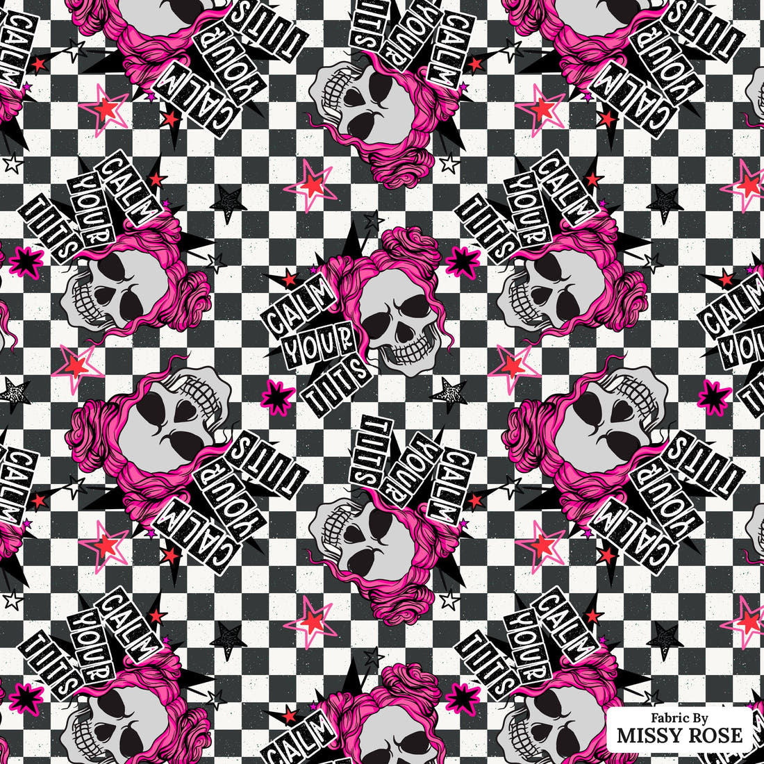 Profanity Fabric 11 - flat view of the print, zoom in for detail | Fabric by Missy Rose