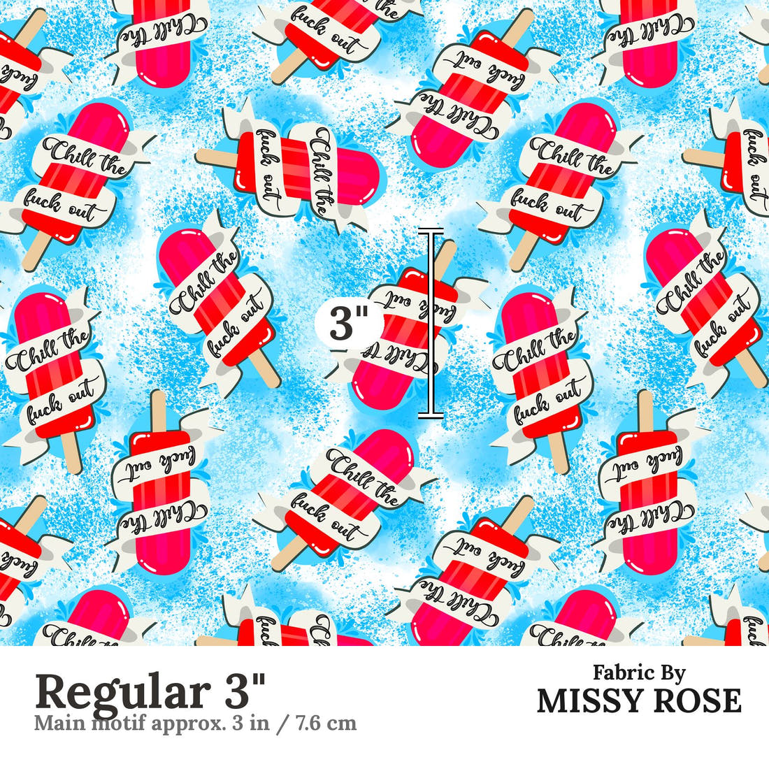 Profanity Fabric 119 Regular 3 inch print scale guide | Fabric by Missy Rose