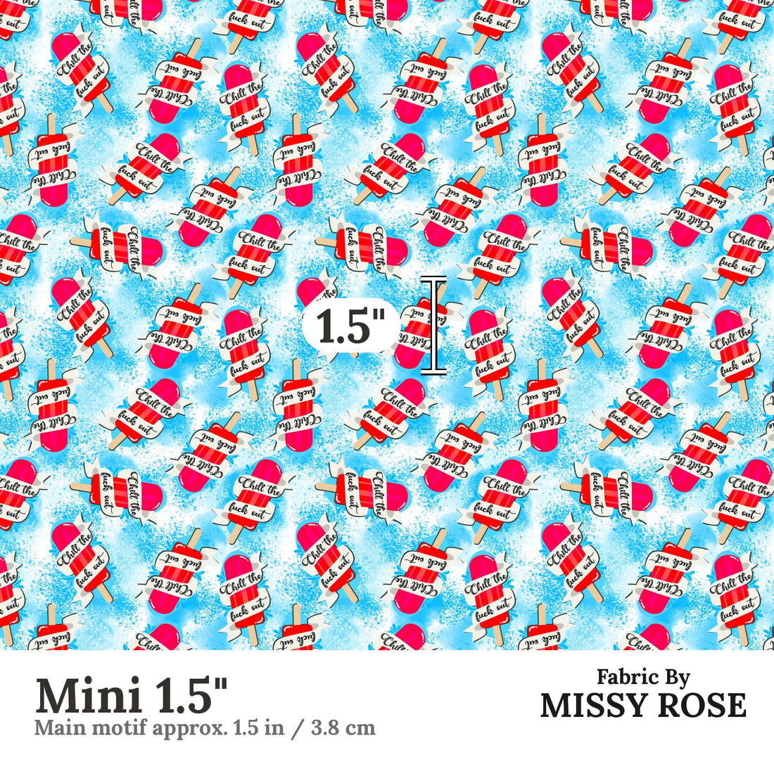 Profanity Fabric 119 Mini 1.5 inch print scale guide | Fabric by Missy Rose
