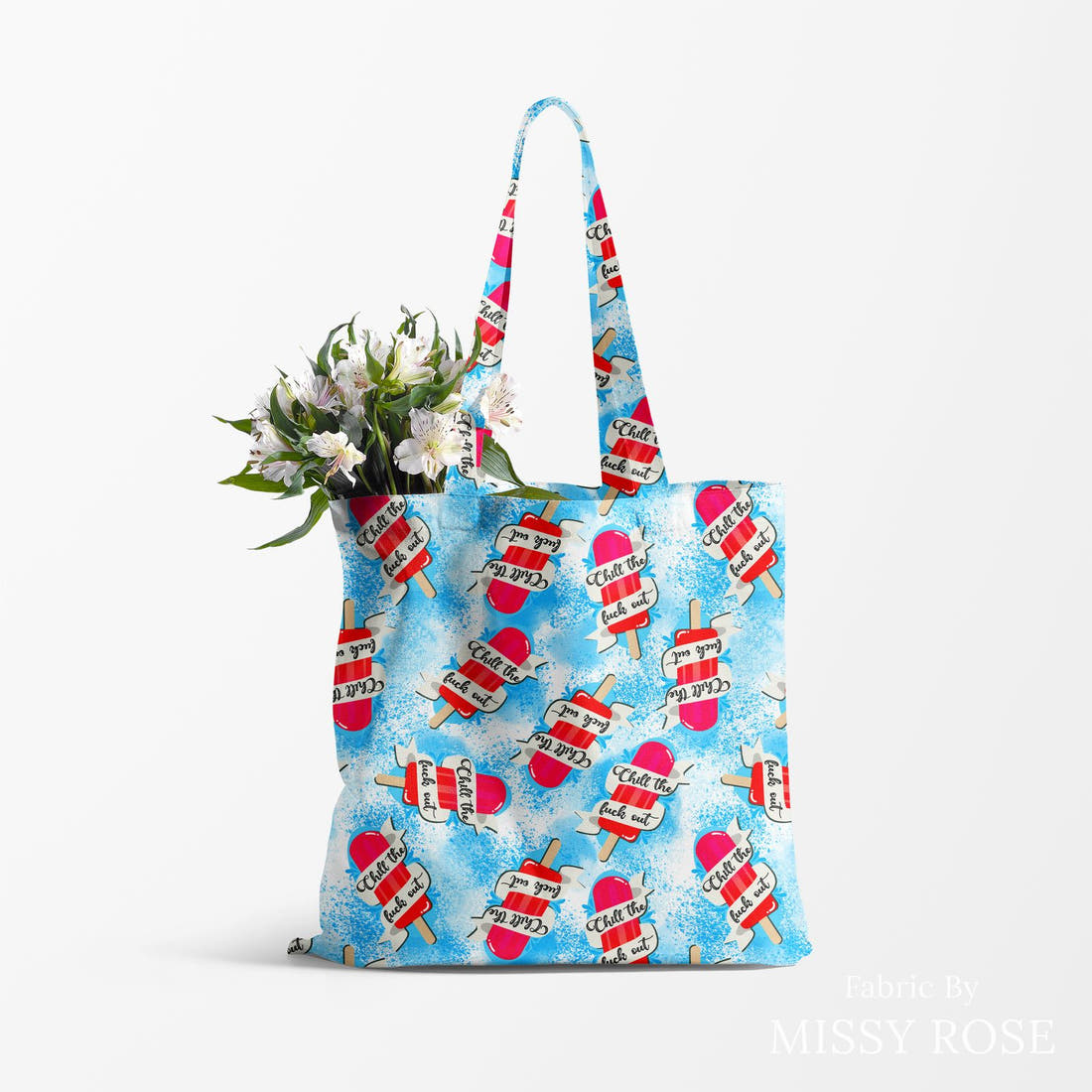 Profanity Fabric 119 made up as a tote bag - see how the print looks made up | Fabric by Missy Rose