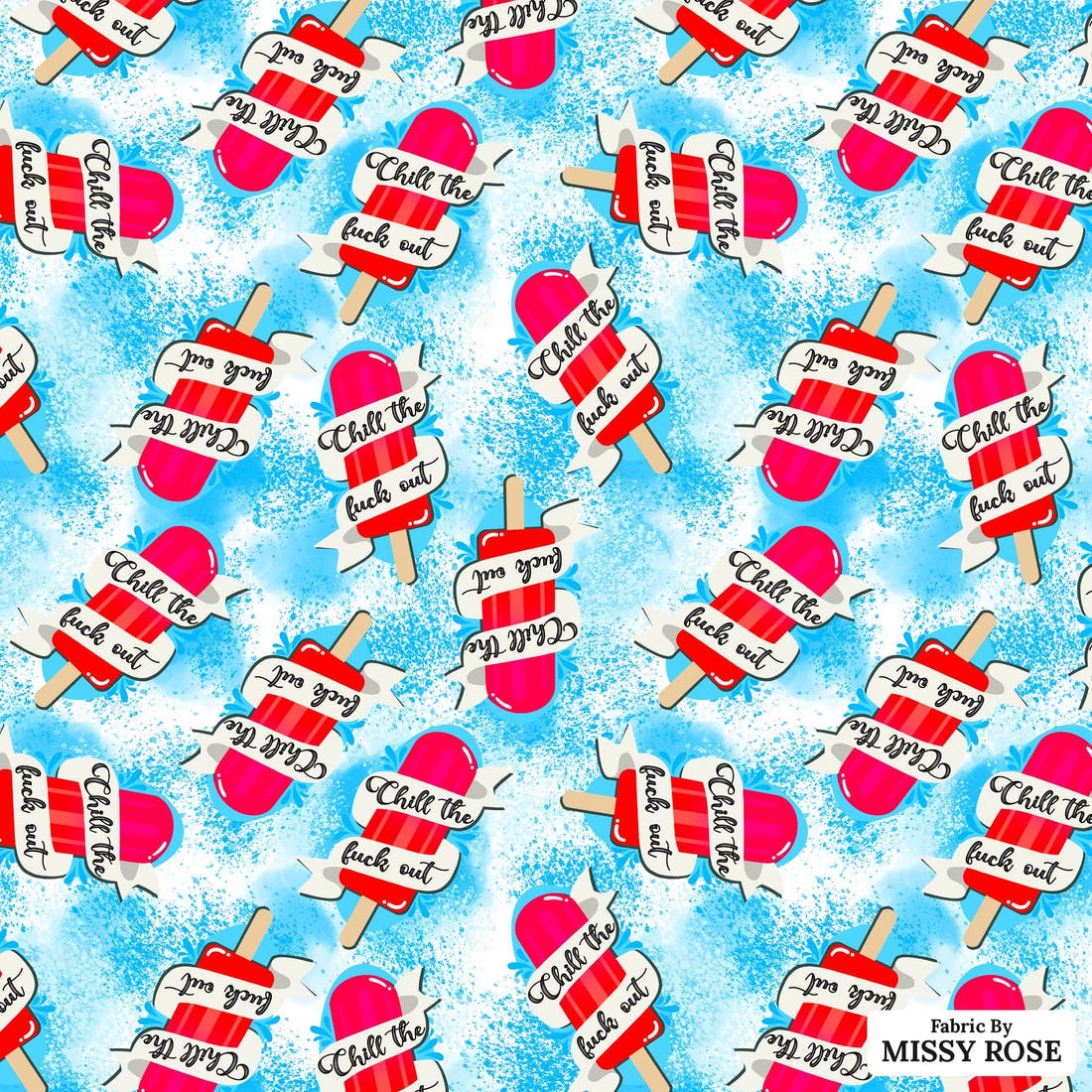 Profanity Fabric 119 - flat view of the print, zoom in for detail | Fabric by Missy Rose