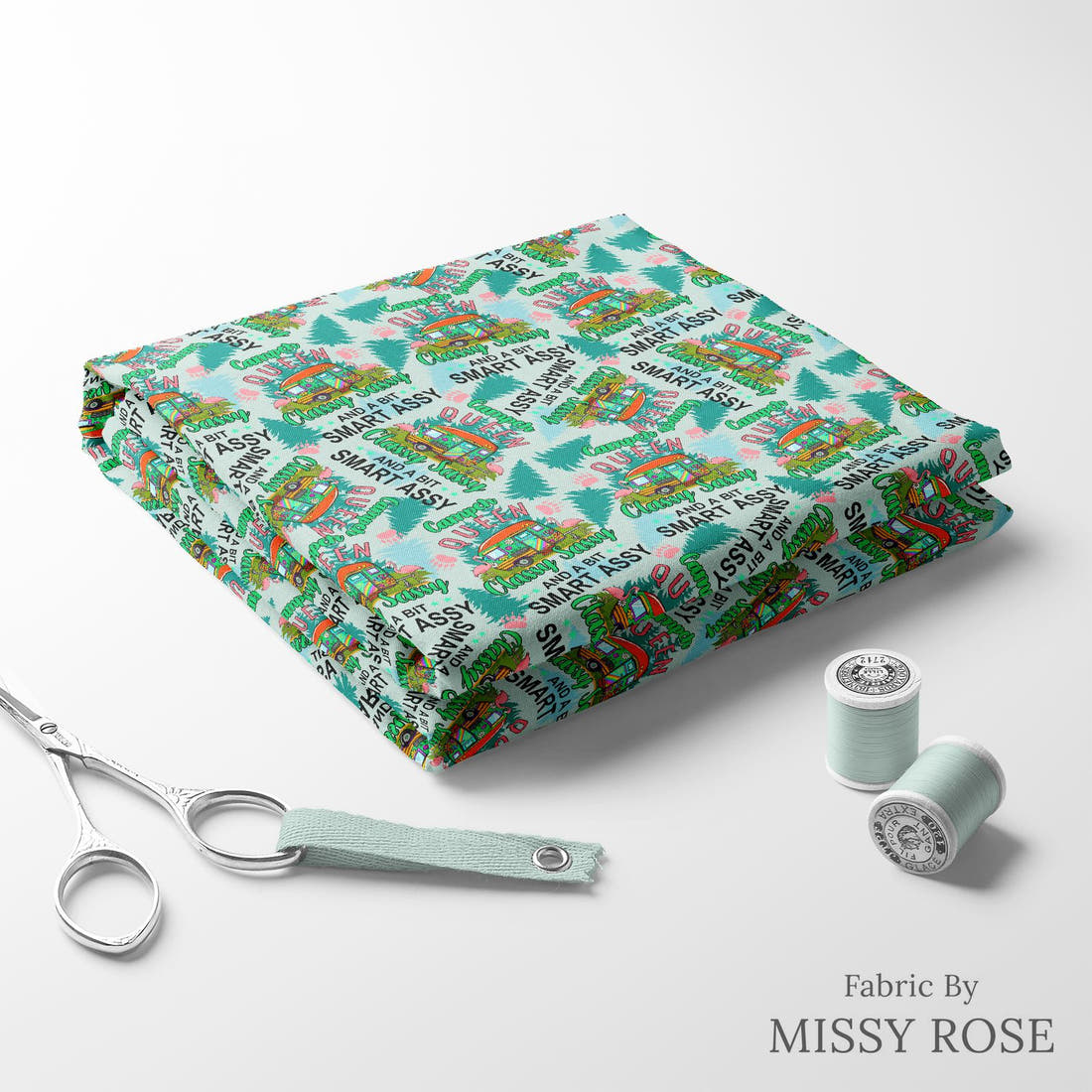 Profanity Fabric 12 folded fabric stack with matching thread - pre-order fabric Australia | Fabric by Missy Rose
