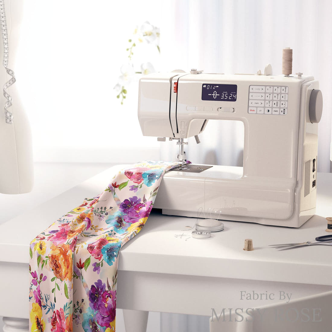 Profanity Fabric 126 on a sewing machine - premium fabric for sewing projects | Fabric by Missy Rose