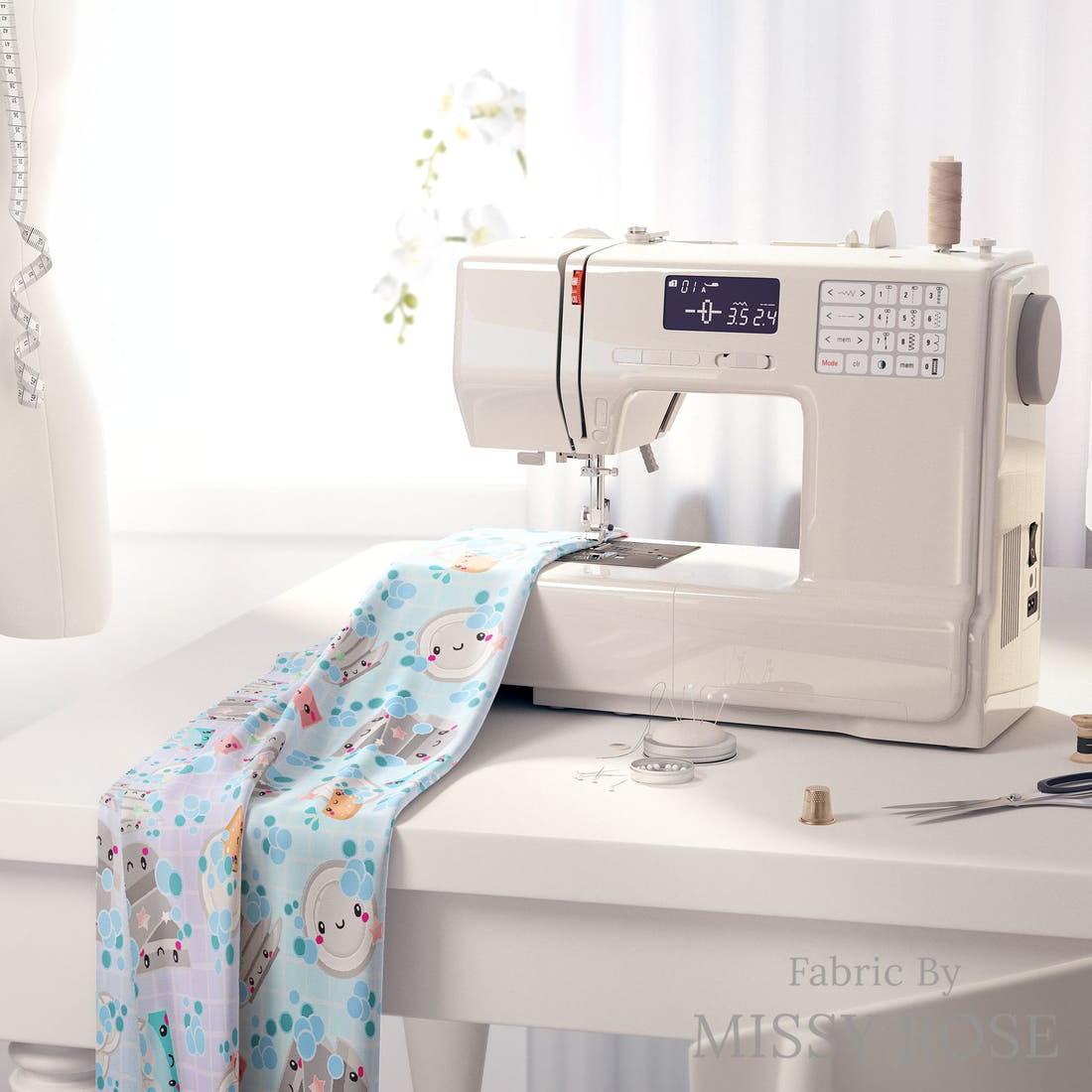 Profanity Fabric 139 on a sewing machine - premium fabric for sewing projects | Fabric by Missy Rose