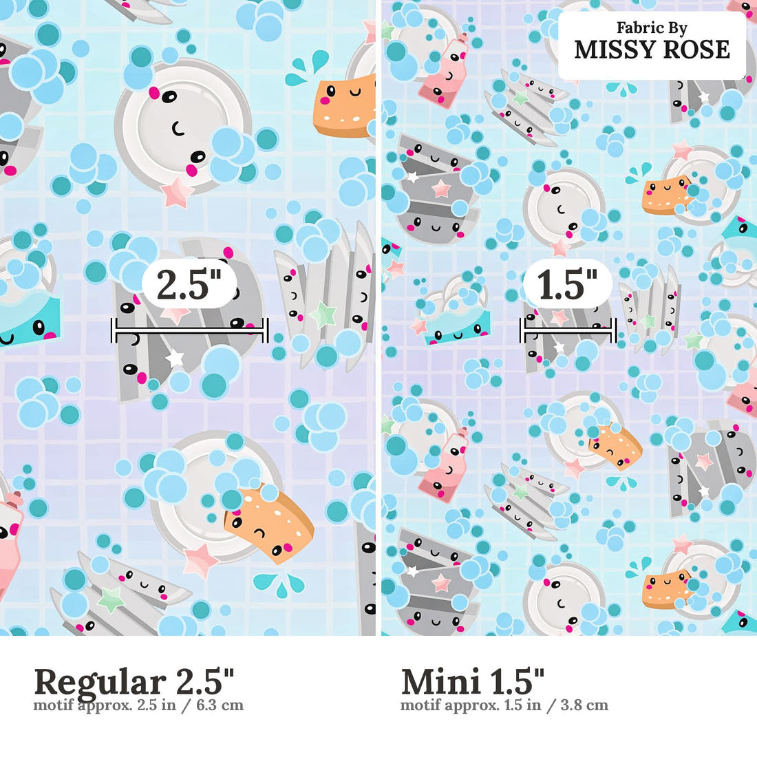 Profanity Fabric 139 Regular 2.5 inch vs Mini 1.5 inch print scale side by side | Fabric by Missy Rose