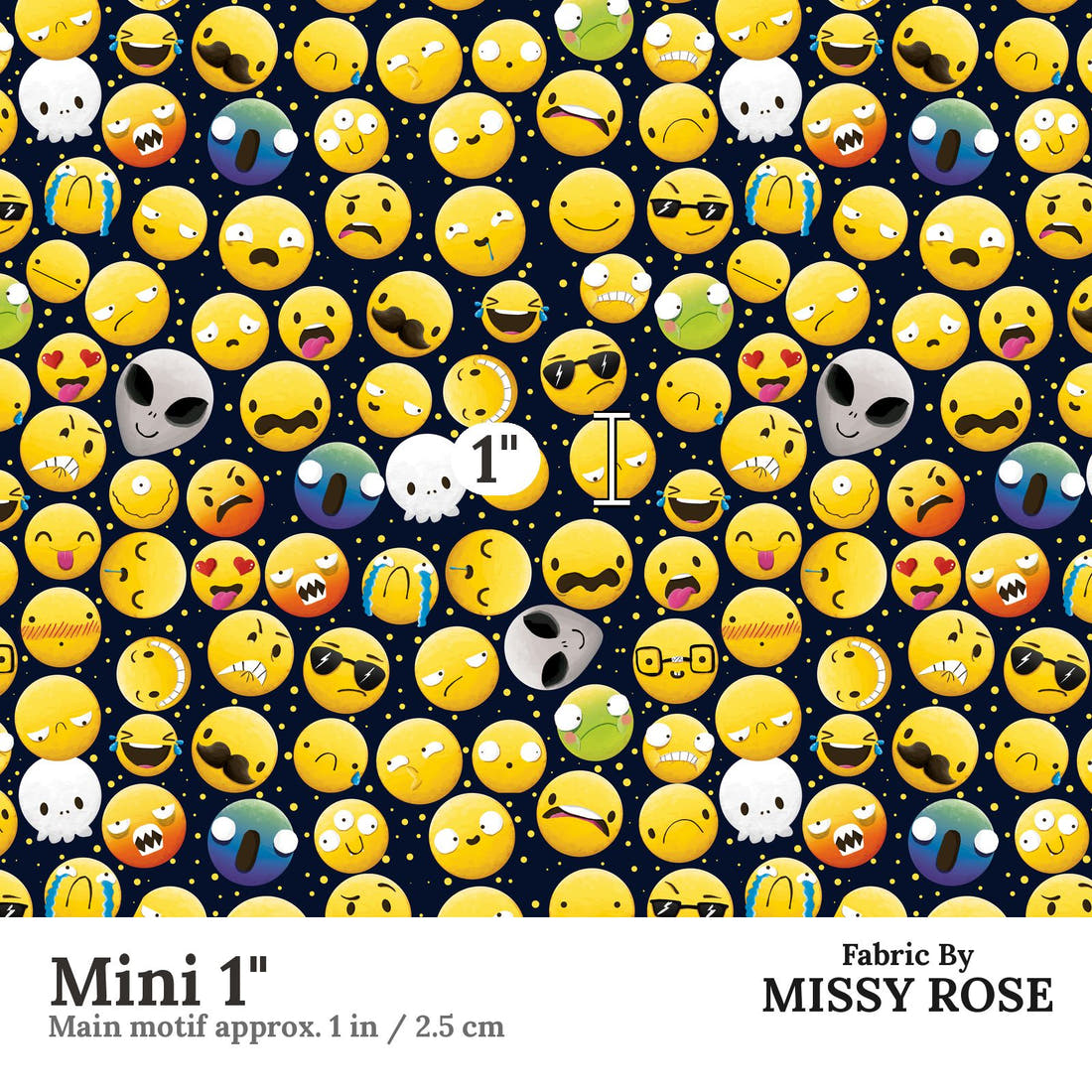 Profanity Fabric 152 Mini 1 inch print scale guide | Fabric by Missy Rose