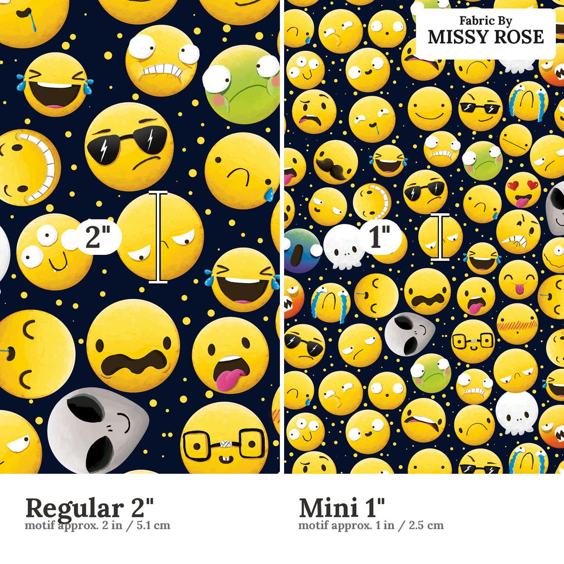 Profanity Fabric 152 Regular 2 inch vs Mini 1 inch print scale side by side | Fabric by Missy Rose
