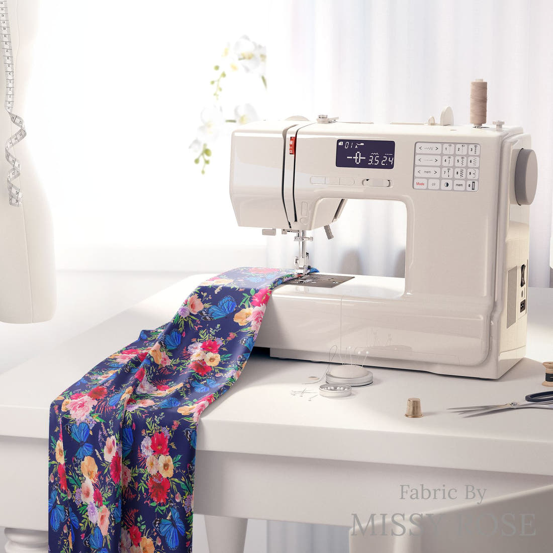 Profanity Fabric 162 on a sewing machine - premium fabric for sewing projects | Fabric by Missy Rose