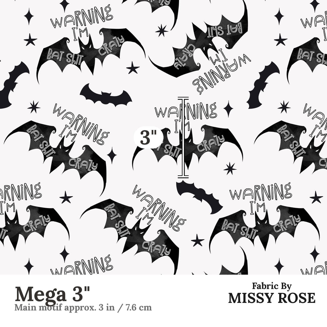 Profanity Fabric 18 Mega 3 inch print scale guide | Fabric by Missy Rose