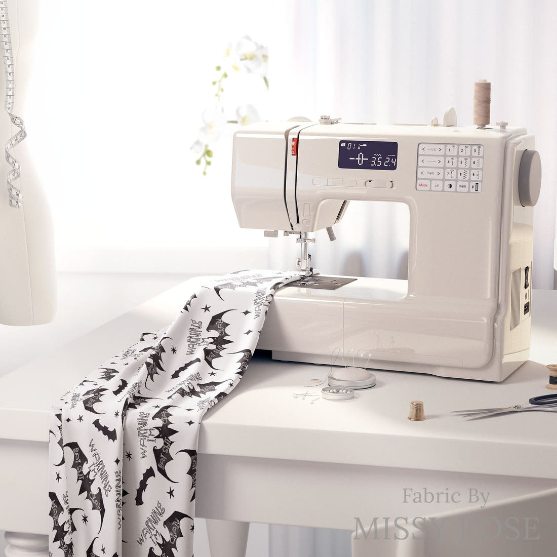 Profanity Fabric 18 on a sewing machine - premium fabric for sewing projects | Fabric by Missy Rose