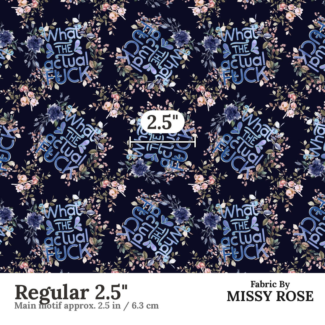 Profanity Fabric 02 Regular 2.5 inch print scale guide | Fabric by Missy Rose