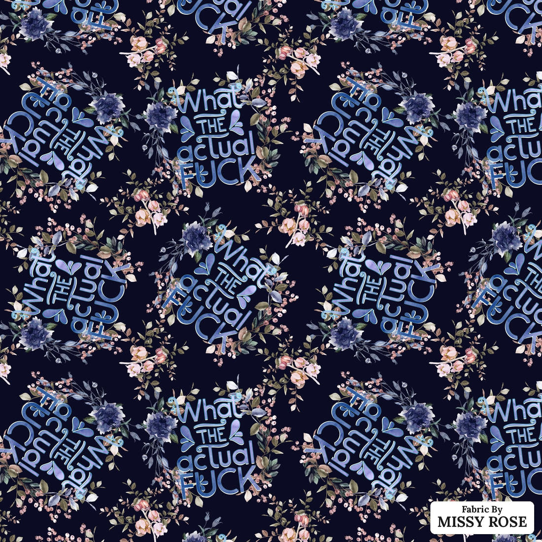 Profanity Fabric 02 - flat view of the print, zoom in for detail | Fabric by Missy Rose