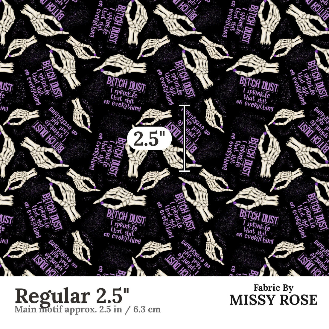 Profanity Fabric 20 Regular 2.5 inch print scale guide | Fabric by Missy Rose